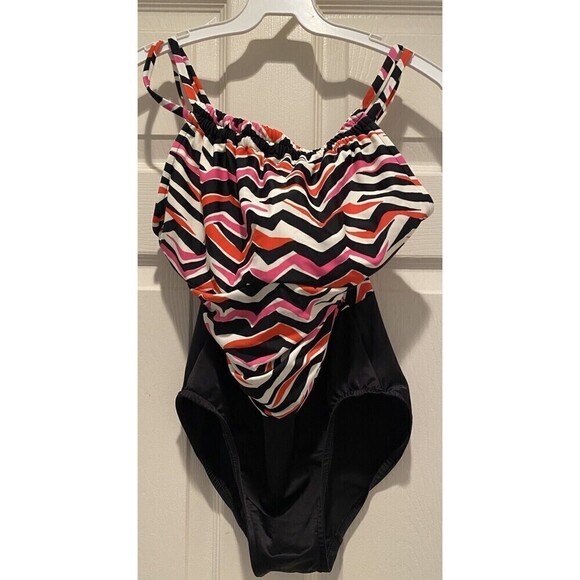 Magic Suit 1-Piece Slimming Pink Red Black  Minimizer Built-in Bra Size 8 - Picture 1 of 7